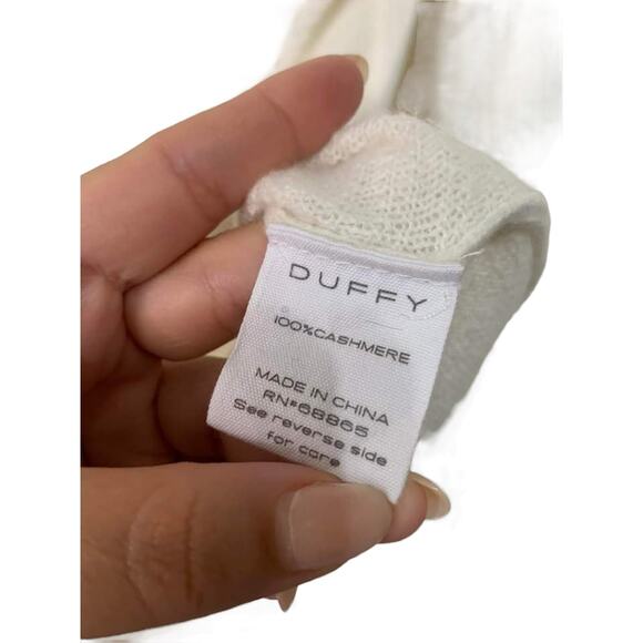 Duffy Cashmere‎ Ivory Ribbed Sweater Size Medium - Picture 3 of 4